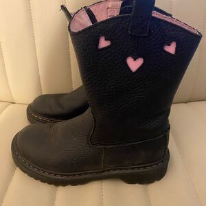 Dr. Martens kids Black Boots with Pink hearts